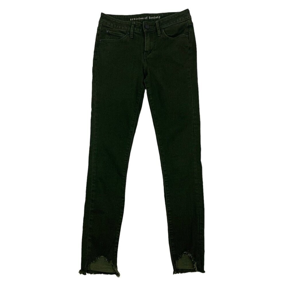 Articles Of Society Jeans 25 Green Skinny Stretch‎ Denim Y2K Trendy Casual